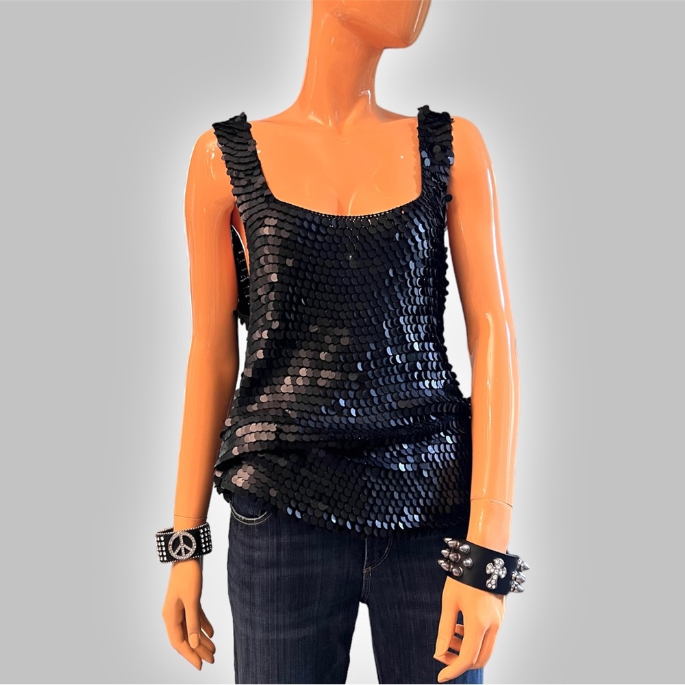 COLETTE MORDO 90s Mermaid Paillettes Crochet Tank